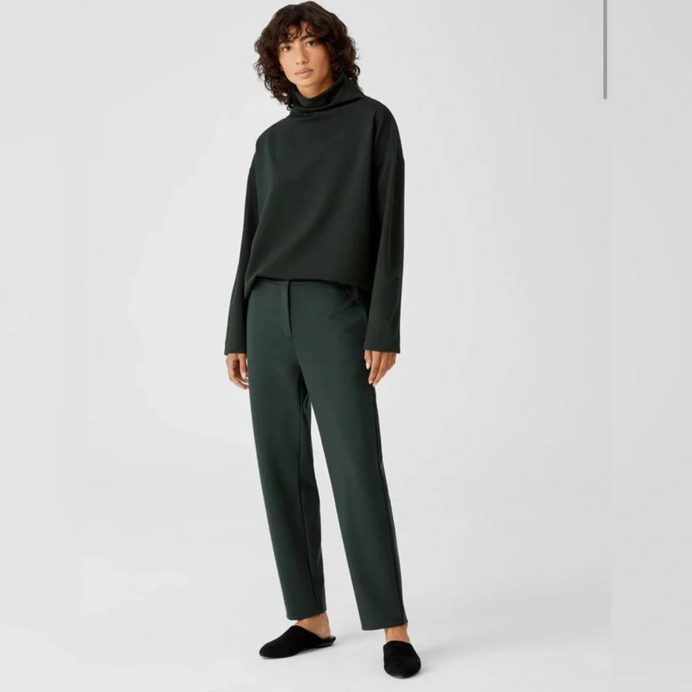 Eileen Fisher slouchy ankle pants High-Waist Straight-Leg in Deep Ivy Green NWT
